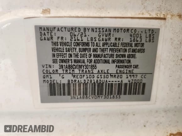 ✅ 2021 Nissan Sentra SV • VIN: 3N1AB8CV0MY301855 • Lot: 71599455. Listed on Copart with 90,986 mi. Free auction sales archive from the USA and detailed vehicle history report at DreamBid. Image 12.