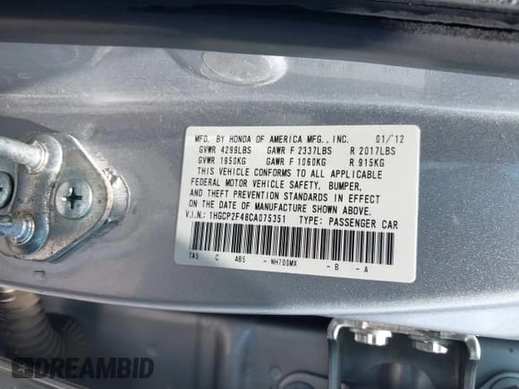 ✅ 2012 Honda Accord LX Premium • VIN: 1HGCP2F48CA075351 • Lot: 42952702. Wystawiony na IAAI z przebiegiem 142 967 mil. Bezpłatny archiwum sprzedaży aukcyjnych z USA i szczegółowy raport historii pojazdu na DreamBid. Zdjęcie 9.