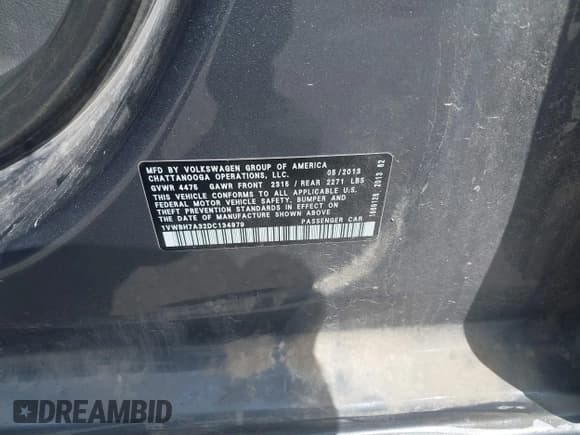 ✅ 2013 Volkswagen Passat SE • VIN: 1VWBH7A32DC134979 • Лот: 43057827. Опубликован ранее на IAAI с пробегом 209 808 миль. Бесплатный доступ к архиву аукционных продаж из США и подробный отчёт об истории автомобиля на DreamBid. Изображение 9.