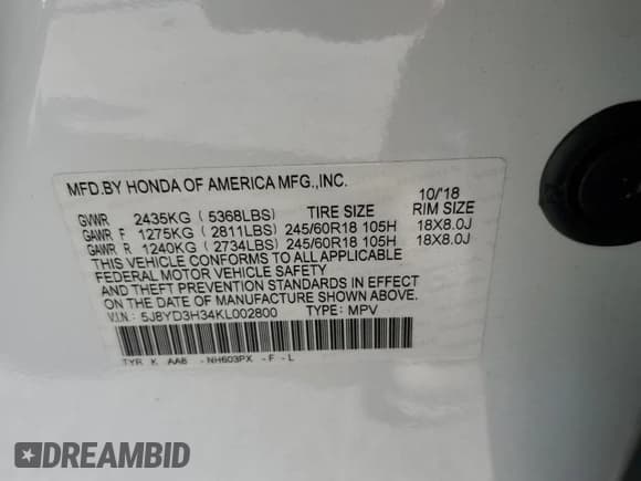 ✅ 2019 Acura MDX • VIN: 5J8YD3H34KL002800 • Lot: 86790285. Listed on Copart with 67,637 mi. Free auction sales archive from the USA and detailed vehicle history report at DreamBid. Image 13.