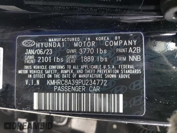 ✅ 2023 Hyundai Venue Limited • VIN: KMHRC8A39PU234772 • Lot: 45762875. Listed on Copart with 15,845 mi. Free auction sales archive from the USA and detailed vehicle history report at DreamBid. Image 12.