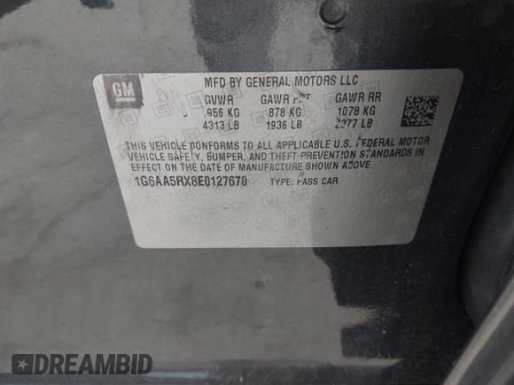 ✅ 2014 Cadillac ATS Standard RWD • VIN: 1G6AA5RX8E0127670 • Lot: 42573496. Wystawiony na IAAI z przebiegiem 119 820 mil. Bezpłatny archiwum sprzedaży aukcyjnych z USA i szczegółowy raport historii pojazdu na DreamBid. Zdjęcie 9.