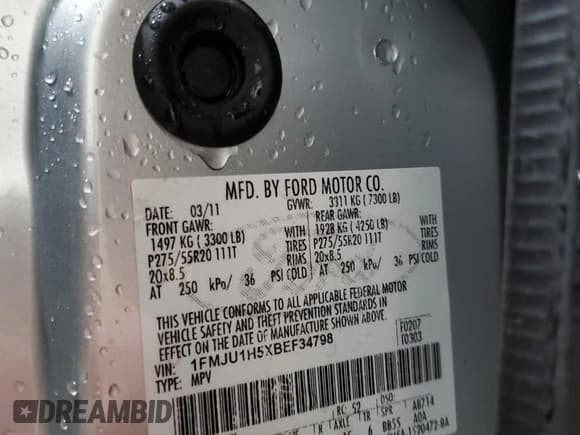 ✅ 2011 Ford Expedition XLT • VIN: 1FMJU1H5XBEF34798 • Lot: 90423585. Listed on Copart with 97,993 mi. Free auction sales archive from the USA and detailed vehicle history report at DreamBid. Image 13.