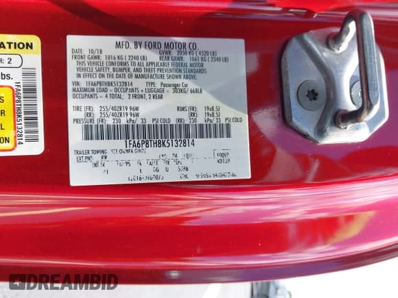 ✅ 2019 Ford Mustang EcoBoost • VIN: 1FA6P8TH8K5132814 • Lot: 43236618. Listed on IAAI with 54,965 mi. Free auction sales archive from the USA and detailed vehicle history report at DreamBid. Image 9.