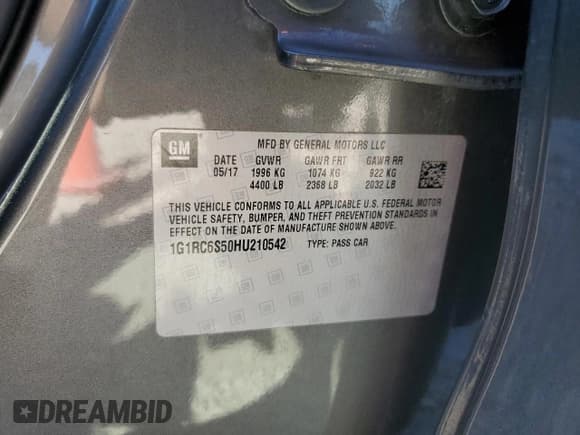 ✅ 2017 Chevrolet Volt LT • VIN: 1G1RC6S50HU210542 • Lot: 38317054. Wystawiony na Copart z przebiegiem 46 512 mil. Bezpłatny archiwum sprzedaży aukcyjnych z USA i szczegółowy raport historii pojazdu na DreamBid. Zdjęcie 12.