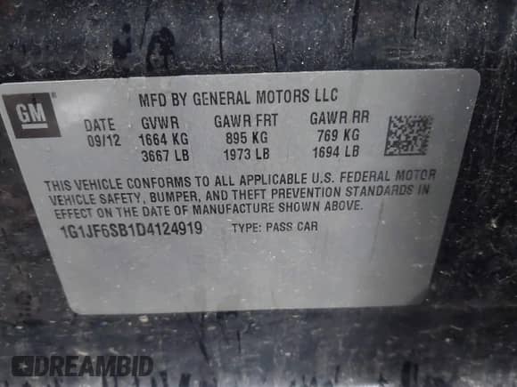 ✅ 2013 Chevrolet Sonic LTZ • VIN: 1G1JF6SB1D4124919 • Лот: 42319613. Размещён на IAAI с пробегом 140 030 миль миль. Получите бесплатный доступ к архиву аукционных продаж из США и посмотрите подробный отчёт об истории автомобиля на DreamBid. Изображение 9.