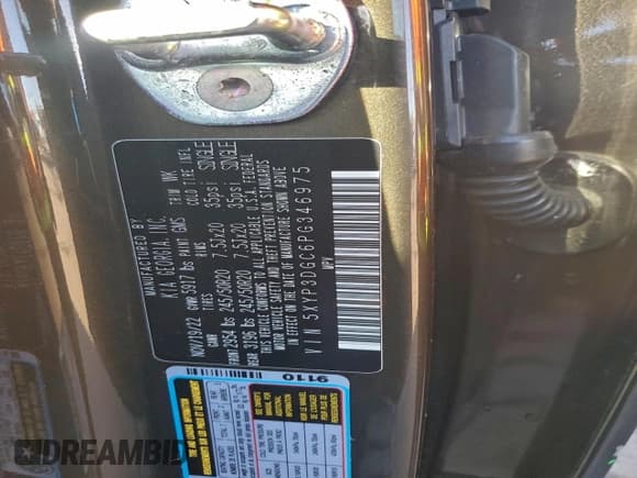 ✅ 2023 Kia Telluride EX X-Line • VIN: 5XYP3DGC6PG346975 • Lot: 93715685. Listed on Copart with 50,151 mi. Free auction sales archive from the USA and detailed vehicle history report at DreamBid. Image 12.