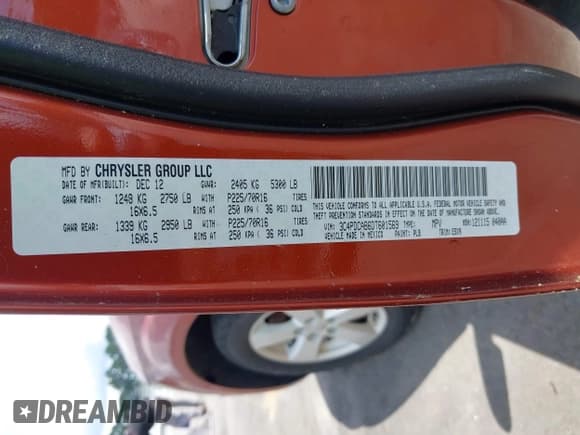 ✅ 2013 Dodge Journey SE • VIN: 3C4PDCAB6DT601569 • Lot: 42816122. Wystawiony na IAAI z przebiegiem 180 363 mil. Bezpłatny archiwum sprzedaży aukcyjnych z USA i szczegółowy raport historii pojazdu na DreamBid. Zdjęcie 9.