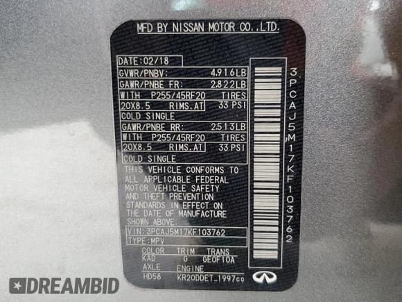 ✅ 2019 Infiniti QX50 Luxe • VIN: 3PCAJ5M17KF103762 • Лот: 83889825. Опубликован ранее на Copart с пробегом 55 510 миль. Бесплатный доступ к архиву аукционных продаж из США и подробный отчёт об истории автомобиля на DreamBid. Изображение 13.