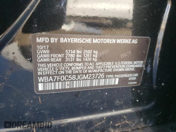 ✅ 2018 BMW 7 Series 750i • VIN: WBA7F0C58JGM23726 • Лот: 69116685. Опубликован ранее на Copart с пробегом 32 765 миль. Бесплатный доступ к архиву аукционных продаж из США и подробный отчёт об истории автомобиля на DreamBid. Изображение 12.