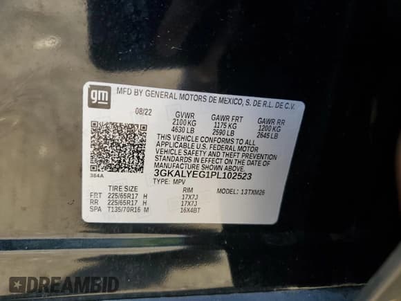 ✅ 2023 GMC Terrain AT4 • VIN: 3GKALYEG1PL102523 • Lot: 81605615. Listed on Copart with 47,925 mi. Free auction sales archive from the USA and detailed vehicle history report at DreamBid. Image 13.