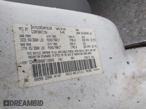 ✅ 2006 Dodge Durango SXT • VIN: 1D4HB38N66F120943 • Лот: 42925518. Опубликован ранее на IAAI с пробегом 143 946 миль. Бесплатный доступ к архиву аукционных продаж из США и подробный отчёт об истории автомобиля на DreamBid. Изображение 9.