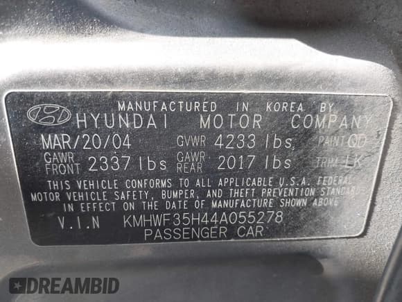 ✅ 2004 Hyundai Sonata GLS • VIN: KMHWF35H44A055278 • Lot: 42526427. Wystawiony na IAAI z przebiegiem 153 896 mil. Bezpłatny archiwum sprzedaży aukcyjnych z USA i szczegółowy raport historii pojazdu na DreamBid. Zdjęcie 9.