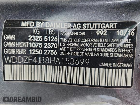 ✅ 2017 Mercedes-Benz E 300 Luxury • VIN: WDDZF4JB8HA153699 • Lot: 93857785. Listed on Copart with 64,920 mi. Free auction sales archive from the USA and detailed vehicle history report at DreamBid. Image 12.