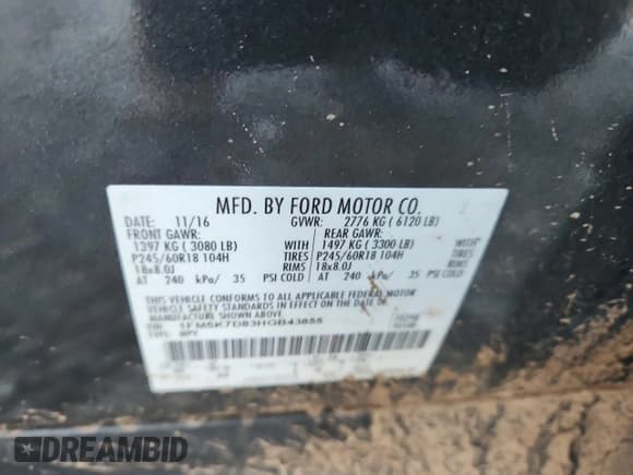 ✅ 2017 Ford Explorer XLT • VIN: 1FM5K7D83HGB43855 • Лот: 90520805. Опубликован ранее на Copart с пробегом 150 773 миль. Бесплатный доступ к архиву аукционных продаж из США и подробный отчёт об истории автомобиля на DreamBid. Изображение 13.