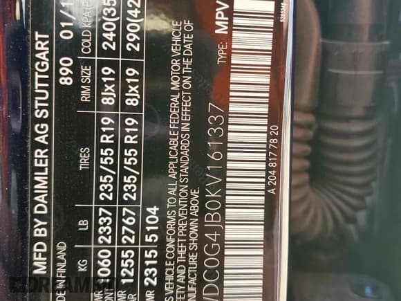 ✅ 2019 Mercedes-Benz GLC 300 • VIN: WDC0G4JB0KV161337 • Lot: 81901955. Listed on Copart with 68,851 mi. Free auction sales archive from the USA and detailed vehicle history report at DreamBid. Image 13.