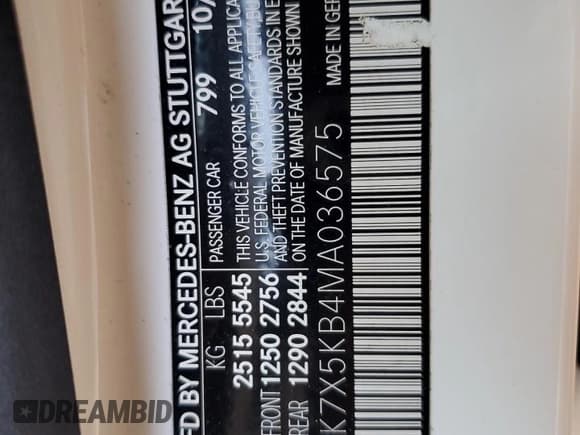 ✅ 2021 Mercedes-Benz AMG GT 43 • VIN: W1K7X5KB4MA036575 • Lot: 68110085. Wystawiony na Copart z przebiegiem 44 070 mil. Bezpłatny archiwum sprzedaży aukcyjnych z USA i szczegółowy raport historii pojazdu na DreamBid. Zdjęcie 12.