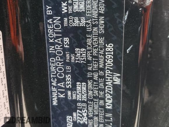 ✅ 2023 Kia Sportage X-Line Prestige • VIN: KNDPZDAH7P7069186 • Lot: 85800485. Listed on Copart with 39,243 mi. Free auction sales archive from the USA and detailed vehicle history report at DreamBid. Image 13.