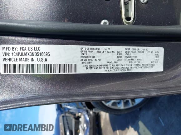 ✅ 2022 Jeep Cherokee Latitude Lux • VIN: 1C4PJLMX3ND516695 • Lot: 42902034. Listed on IAAI with 28,683 mi. Free auction sales archive from the USA and detailed vehicle history report at DreamBid. Image 9.