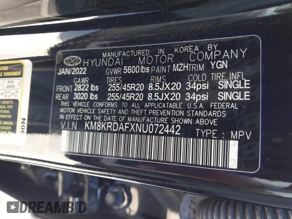 ✅ 2022 Hyundai Ioniq 5 Limited • VIN: KM8KRDAFXNU072442 • Lot: 43563524. Listed on IAAI with 41,308 mi. Free auction sales archive from the USA and detailed vehicle history report at DreamBid. Image 9.