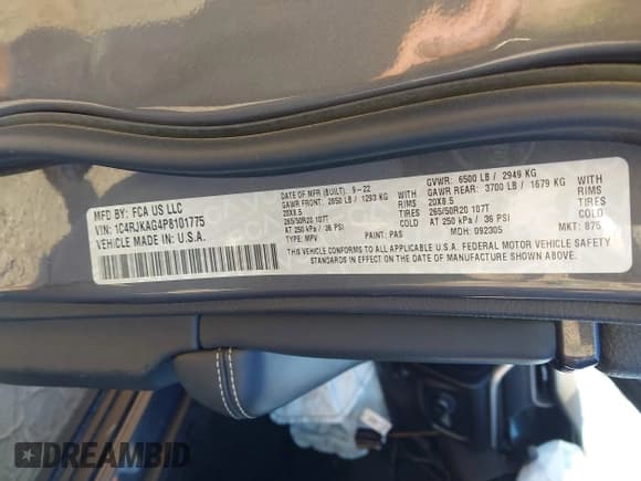 ✅ 2023 Jeep Grand Cherokee Laredo • VIN: 1C4RJKAG4P8101775 • Lot: 43133852. Listed on IAAI with 72,579 mi. Free auction sales archive from the USA and detailed vehicle history report at DreamBid. Image 9.