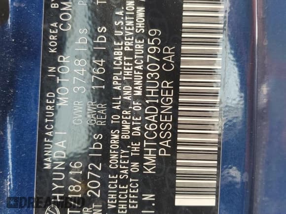 ✅ 2017 Hyundai Veloster • VIN: KMHTC6AD1HU307959 • Lot: 65978804. Wystawiony na Copart z przebiegiem 154 376 mil. Bezpłatny archiwum sprzedaży aukcyjnych z USA i szczegółowy raport historii pojazdu na DreamBid. Zdjęcie 12.