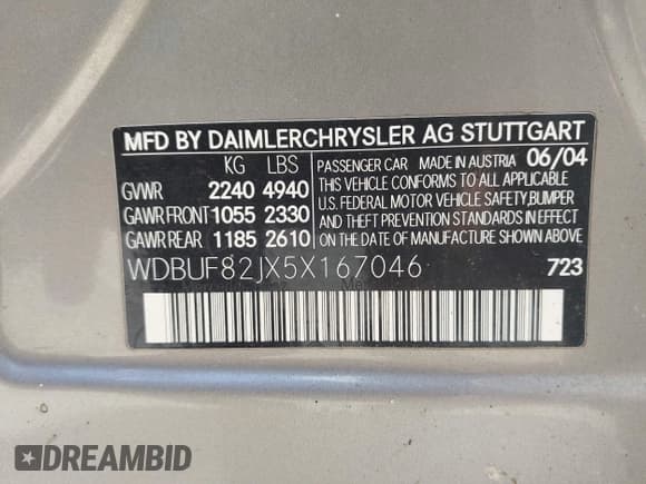 ✅ 2005 Mercedes-Benz E 320 • VIN: WDBUF82JX5X167046 • Лот: 42896493. Опубликован ранее на IAAI с пробегом 165 458 миль. Бесплатный доступ к архиву аукционных продаж из США и подробный отчёт об истории автомобиля на DreamBid. Изображение 9.