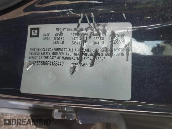 ✅ 2015 Buick Verano Group • VIN: 1G4PS5SK9F4133440 • Lot: 42747973. Wystawiony na IAAI z przebiegiem 126 759 mil. Bezpłatny archiwum sprzedaży aukcyjnych z USA i szczegółowy raport historii pojazdu na DreamBid. Zdjęcie 9.