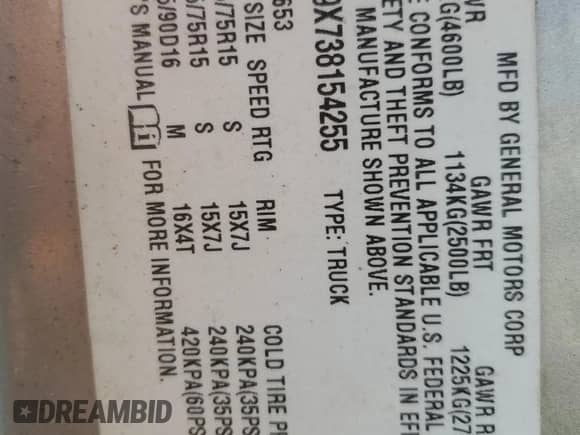 2003 Chevrolet S-10 Fleet with VIN 1GCCS19X738154255, listed as a Copart auction lot 74145234 with 221,069 mi miles and Salvage title. Bid and sale history available at DreamBid. Image 12.