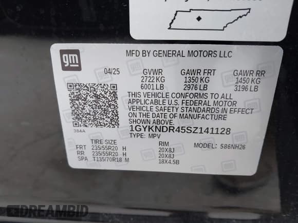 ✅ 2025 Cadillac XT5 AWD Premium Luxury • VIN: 1GYKNDR45SZ141128 • Lot: 43569496. Listed on IAAI with 1,376 mi. Free auction sales archive from the USA and detailed vehicle history report at DreamBid. Image 9.