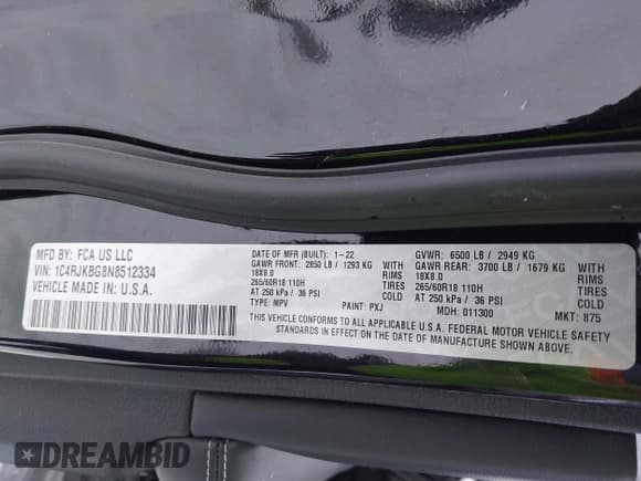 ✅ 2022 Jeep Grand Cherokee Limited • VIN: 1C4RJKBG8N8512334 • Lot: 41504930. Wystawiony na IAAI z przebiegiem Nie podano. Bezpłatny archiwum sprzedaży aukcyjnych z USA i szczegółowy raport historii pojazdu na DreamBid. Zdjęcie 9.