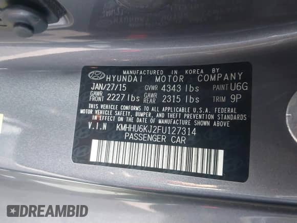 2015 Hyundai Genesis Coupe Ultimate с VIN KMHHU6KJ2FU127314, выставлен на аукционе IAAI как лот 41276461 с пробегом 43 372 миль миль и . История ставок и продаж доступна на DreamBid. Изображение 9.