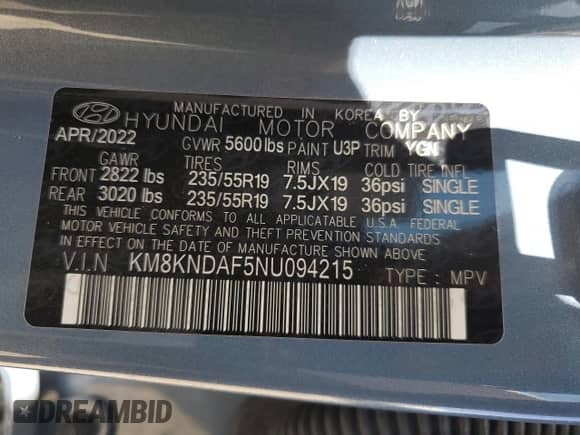 2022 Hyundai Ioniq 5 SEL z VIN KM8KNDAF5NU094215, wystawiony jako Copart lot #52761334 z przebiegiem 81 459 mil mil oraz Szkoda całkowita • Salvage title. Historia ofert i sprzedaży dostępna na DreamBid. Obrazek 15.