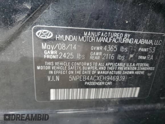 2014 Hyundai Sonata GLS with VIN 5NPEB4ACXEH946939, listed as a Copart auction lot 81109465 with 136,195 mi miles and Salvage title. Bid and sale history available at DreamBid. Image 12.