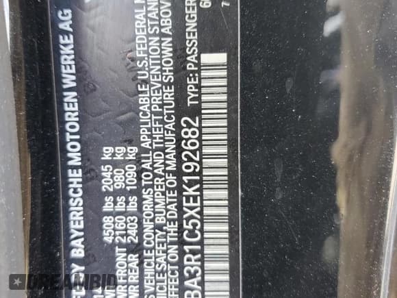 ✅ 2014 BMW 4 Series 435i • VIN: WBA3R1C5XEK192682 • Lot: 71275135. Listed on Copart with 134,675 mi. Free auction sales archive from the USA and detailed vehicle history report at DreamBid. Image 12.