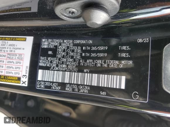 ✅ 2023 Lexus GX 460 Luxury • VIN: JTJGM7BX4P5375292 • Lot: 44916215. Wystawiony na Copart z przebiegiem 15 732 mil. Bezpłatny archiwum sprzedaży aukcyjnych z USA i szczegółowy raport historii pojazdu na DreamBid. Zdjęcie 15.