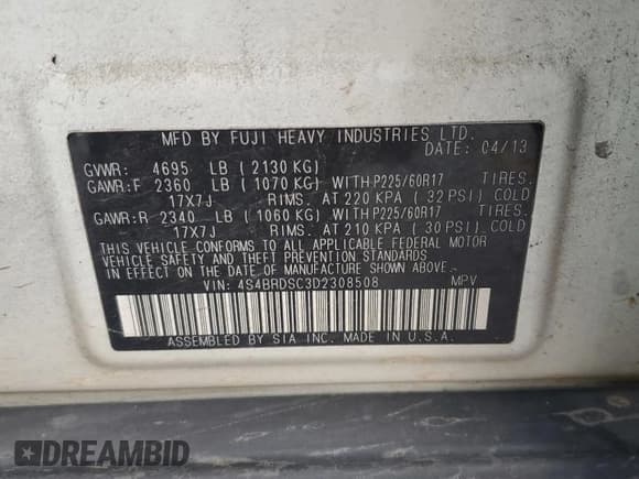 ✅ 2013 Subaru Outback Limited • VIN: 4S4BRDSC3D2308508 • Lot: 87044015. Wystawiony na Copart z przebiegiem 173 701 mil. Bezpłatny archiwum sprzedaży aukcyjnych z USA i szczegółowy raport historii pojazdu na DreamBid. Zdjęcie 13.