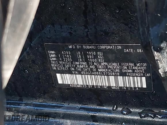 ✅ 2020 Subaru Impreza • VIN: 4S3GTAB66L3730818 • Lot: 41212349. Listed on IAAI with 57,372 mi. Free auction sales archive from the USA and detailed vehicle history report at DreamBid. Image 9.