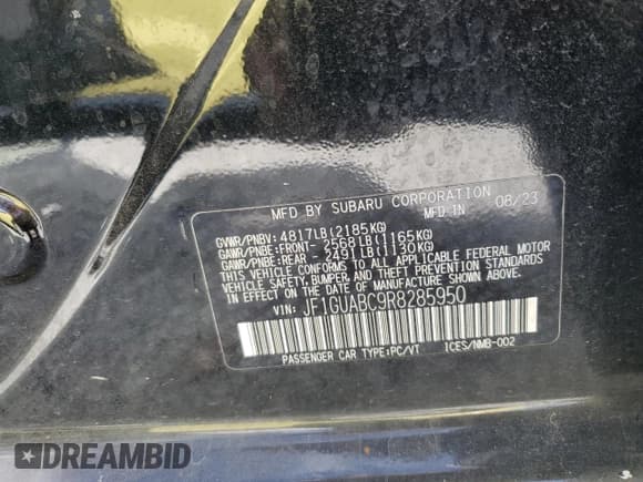 ✅ 2024 Subaru Impreza • VIN: JF1GUABC9R8285950 • Lot: 82227115. Listed on Copart with 19,751 mi. Free auction sales archive from the USA and detailed vehicle history report at DreamBid. Image 13.
