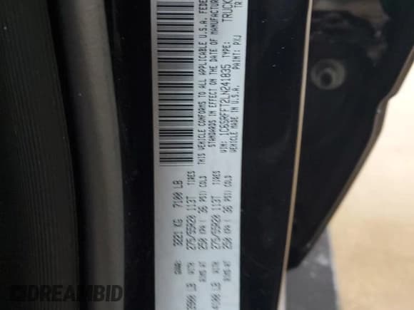 ✅ 2020 Ram 1500 Big Horn • VIN: 1C6SRFFT2LN241835 • Lot: 81014435. Listed on Copart with 73,192 mi. Free auction sales archive from the USA and detailed vehicle history report at DreamBid. Image 12.