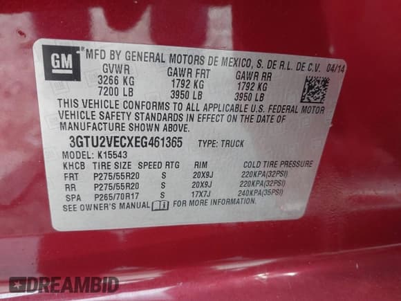 ✅ 2014 GMC Sierra 1500 SLT • VIN: 3GTU2VECXEG461365 • Lot: 41619146. Listed on IAAI with 215,376 mi. Free auction sales archive from the USA and detailed vehicle history report at DreamBid. Image 9.