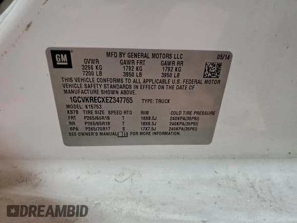 ✅ 2014 Chevrolet Silverado 1500 LT • VIN: 1GCVKRECXEZ347765 • Lot: 93445945. Wystawiony na Copart z przebiegiem 190 674 mil. Bezpłatny archiwum sprzedaży aukcyjnych z USA i szczegółowy raport historii pojazdu na DreamBid. Zdjęcie 12.