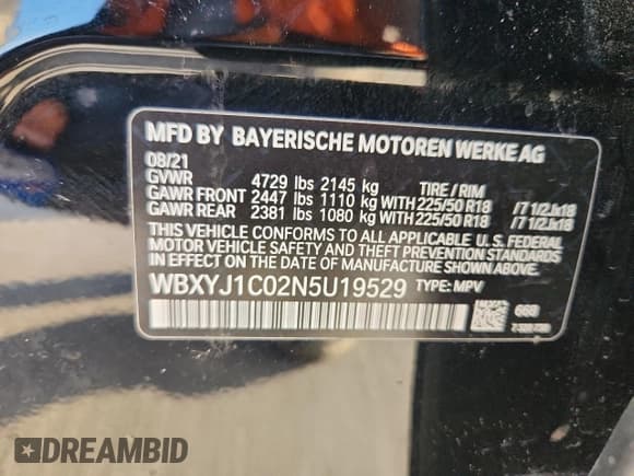 ✅ 2022 BMW X2 xDrive28i • VIN: WBXYJ1C02N5U19529 • Lot: 82496685. Listed on Copart with 86,230 mi. Free auction sales archive from the USA and detailed vehicle history report at DreamBid. Image 14.