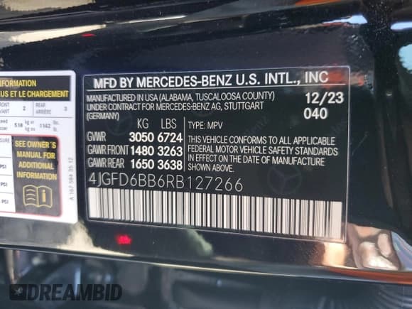 ✅ 2024 Mercedes-Benz GLE 53 AMG • VIN: 4JGFD6BB6RB127266 • Лот: 86508255. Опубликован ранее на Copart с пробегом 14 251 миль. Бесплатный доступ к архиву аукционных продаж из США и подробный отчёт об истории автомобиля на DreamBid. Изображение 14.