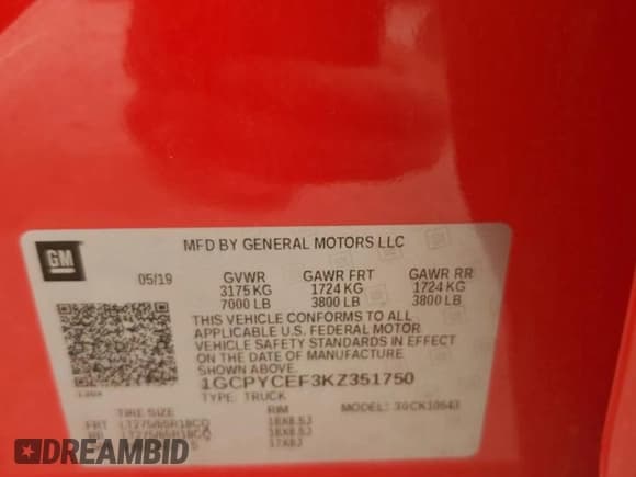 ✅ 2019 Chevrolet Silverado 1500 Custom Trail Boss • VIN: 1GCPYCEF3KZ351750 • Lot: 66474694. Wystawiony na Copart z przebiegiem 45 793 mil. Bezpłatny archiwum sprzedaży aukcyjnych z USA i szczegółowy raport historii pojazdu na DreamBid. Zdjęcie 12.