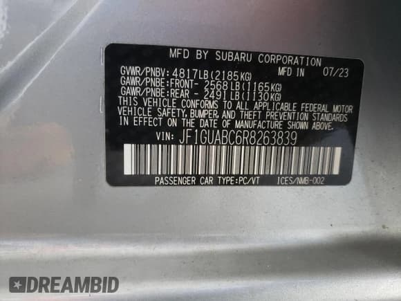 ✅ 2024 Subaru Impreza • VIN: JF1GUABC6R8263839 • Lot: 84478265. Wystawiony na Copart z przebiegiem 20 493 mil. Bezpłatny archiwum sprzedaży aukcyjnych z USA i szczegółowy raport historii pojazdu na DreamBid. Zdjęcie 12.