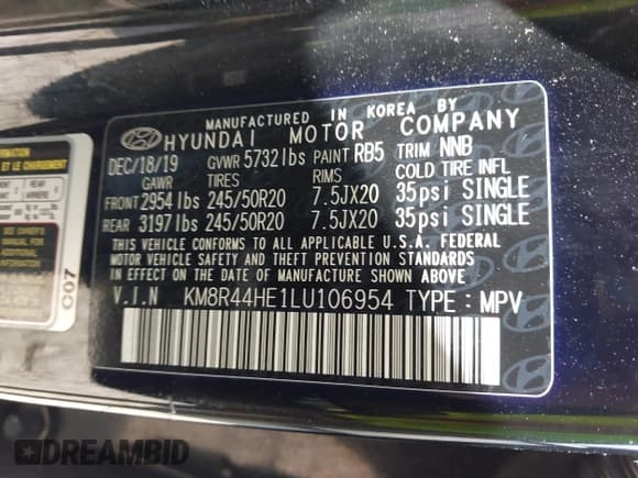 ✅ 2020 Hyundai Palisade SEL • VIN: KM8R44HE1LU106954 • Лот: 43363784. Опубликован ранее на IAAI с пробегом 64 512 миль. Бесплатный доступ к архиву аукционных продаж из США и подробный отчёт об истории автомобиля на DreamBid. Изображение 9.