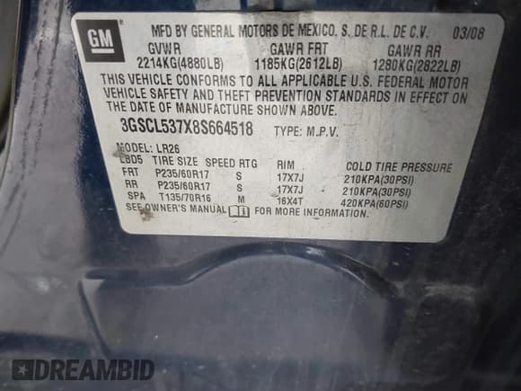 ✅ 2008 Saturn VUE XR • VIN: 3GSCL537X8S664518 • Lot: 41561098. Wystawiony na IAAI z przebiegiem 110 195 mil. Bezpłatny archiwum sprzedaży aukcyjnych z USA i szczegółowy raport historii pojazdu na DreamBid. Zdjęcie 9.
