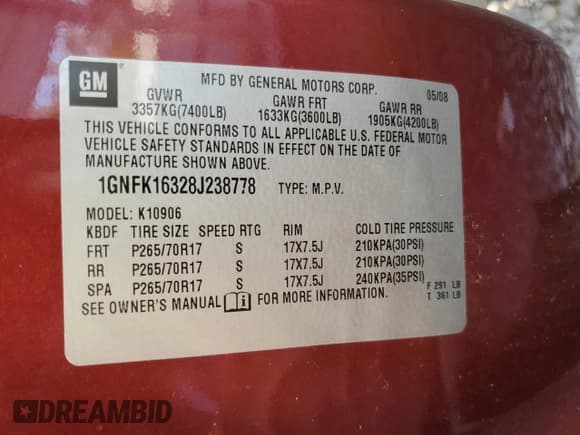 ✅ 2008 Chevrolet Suburban 1LT • VIN: 1GNFK16328J238778 • Lot: 74339254. Wystawiony na Copart z przebiegiem 258 694 mil. Bezpłatny archiwum sprzedaży aukcyjnych z USA i szczegółowy raport historii pojazdu na DreamBid. Zdjęcie 13.