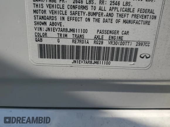 ✅ 2018 Infiniti Q50 Luxe • VIN: JN1EV7AR8JM611100 • Лот: 71582495. Опубликован ранее на Copart с пробегом 108 631 миль. Бесплатный доступ к архиву аукционных продаж из США и подробный отчёт об истории автомобиля на DreamBid. Изображение 12.